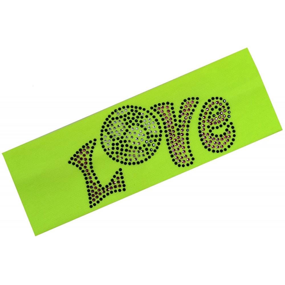 Headbands Love Soccer Rhinestone Cotton Stretch Headband - NEON YELLOW - CW11TILX7M7 $10.82