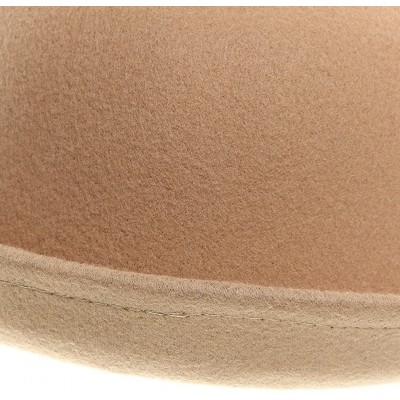 Fedoras Women Wool Felt Cat Ear Roll-up Hat Fedora Bowler Head Circumference 22.5" - Camel - C1127E5KOQP $12.78