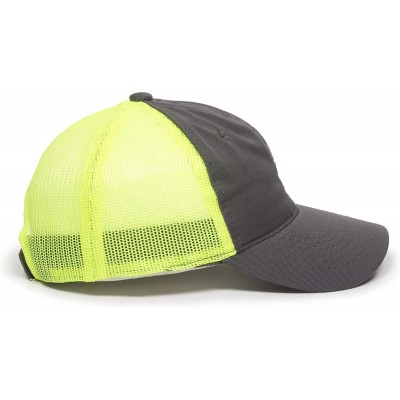 Baseball Caps Garment Washed Meshback Cap - Charcoal/Neon Yellow - CN11PPEPRDN $12.23