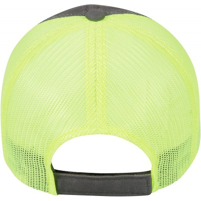 Baseball Caps Garment Washed Meshback Cap - Charcoal/Neon Yellow - CN11PPEPRDN $12.23