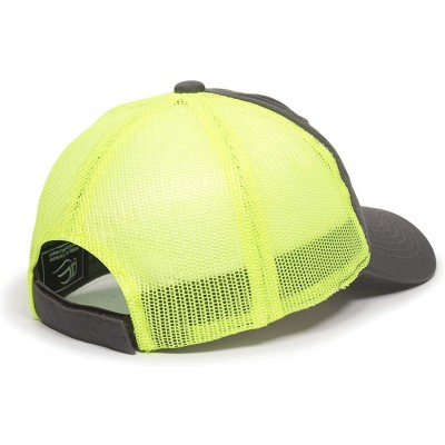 Baseball Caps Garment Washed Meshback Cap - Charcoal/Neon Yellow - CN11PPEPRDN $12.23