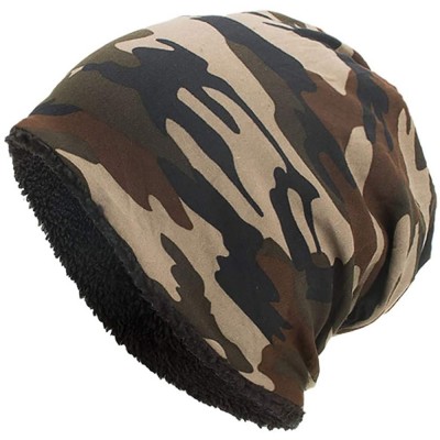 Skullies & Beanies Unisex Warm Baggy Camouflage Crochet Winter Wool Ski Beanie Skull Caps - Coffee - CF18IONCTGD $6.92