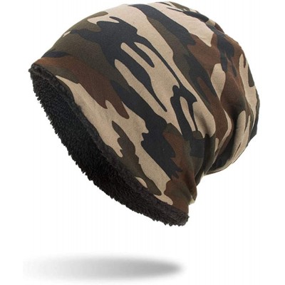 Skullies & Beanies Unisex Warm Baggy Camouflage Crochet Winter Wool Ski Beanie Skull Caps - Coffee - CF18IONCTGD $6.92