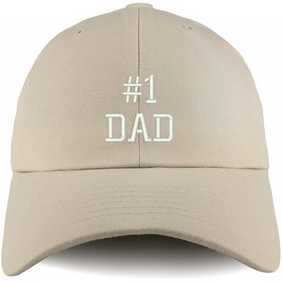 Baseball Caps Number 1 Dad Embroidered Low Profile Soft Cotton Dad Hat Cap - Beige - CA18D57GE3M $13.55