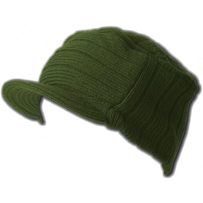 Skullies & Beanies Square Rib Visor Beanie Hat - Olive - CS112LBRBTB $12.51