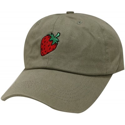 Baseball Caps Strawberry Cotton Baseball Dad Caps - Olive - C112M3Y186R $10.69
