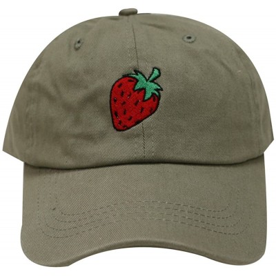 Baseball Caps Strawberry Cotton Baseball Dad Caps - Olive - C112M3Y186R $10.69