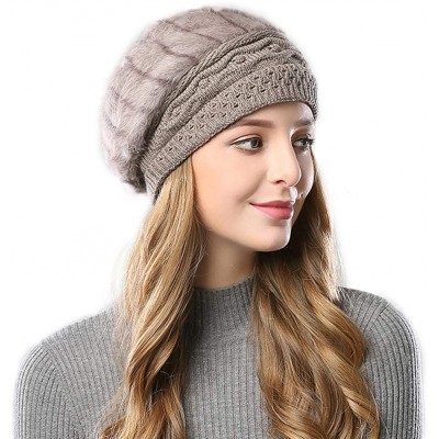 Berets Women Winter French Beret Hat Wool Knit Berets Beanie Classic Warm Casual Hat - Khaki - CE18Z4GNZ54 $9.86