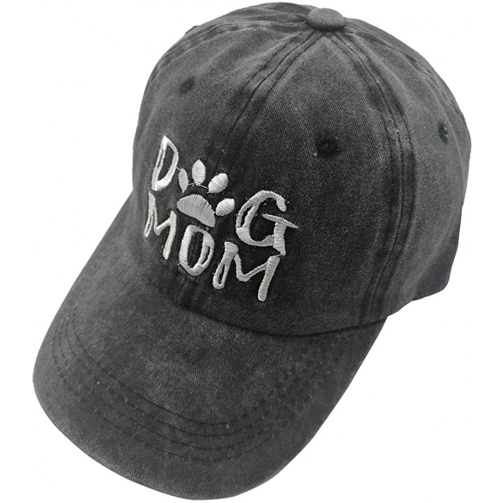 Baseball Caps Unisex Dog Mom Vintage Jeans Adjustable Baseball Cap Cotton Denim Dad Hat - Embroidered Black - CM18TUAON6U $13.83