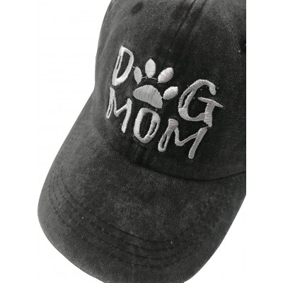 Baseball Caps Unisex Dog Mom Vintage Jeans Adjustable Baseball Cap Cotton Denim Dad Hat - Embroidered Black - CM18TUAON6U $13.83