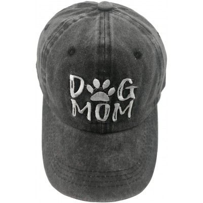 Baseball Caps Unisex Dog Mom Vintage Jeans Adjustable Baseball Cap Cotton Denim Dad Hat - Embroidered Black - CM18TUAON6U $13.83