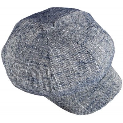 Newsboy Caps Womens Lightweight Cotton Linen Newsboy Cabbie Hat Cap - Navy - C312MX0KV9F $14.73