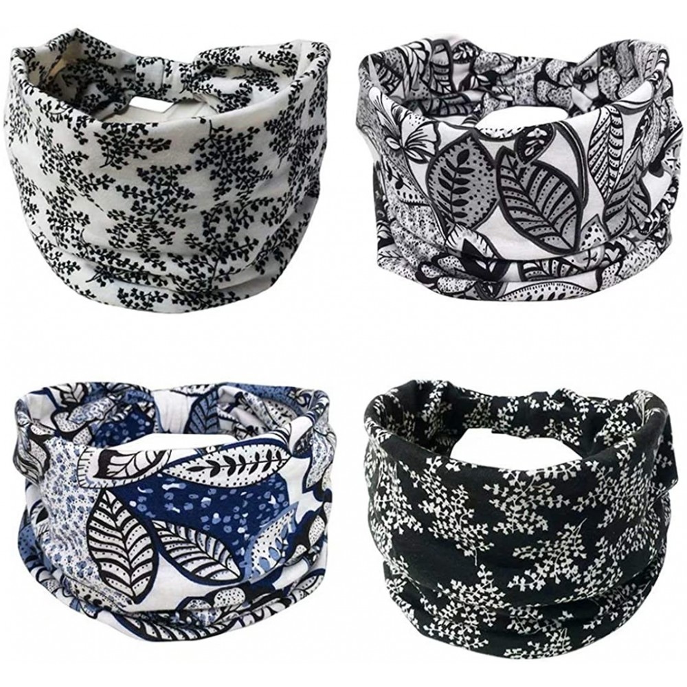 Headbands Knotted Headbands Stretch Headwrap - 4Pack-5 special printed floral design cute headbands - CO18UYOGM0Z $16.67