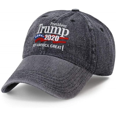 Baseball Caps Trump 2020 Keep America Great Campaign Embroidered US Hat Baseball Cotton Cap PC101 - Pc103 Black Denim - C6194...