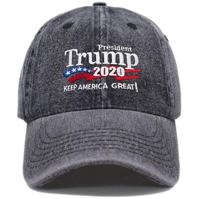 Baseball Caps Trump 2020 Keep America Great Campaign Embroidered US Hat Baseball Cotton Cap PC101 - Pc103 Black Denim - C6194...