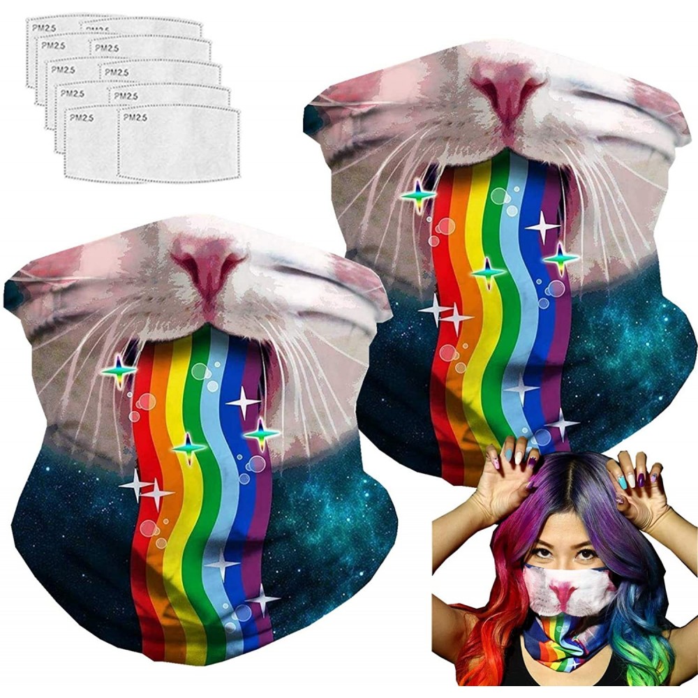 Balaclavas Bandanas Balaclava Neck Gaiter with Carbon Filter- UV Protection Face Cover for Hot Summer - Rainbow Cat - C8198GX...