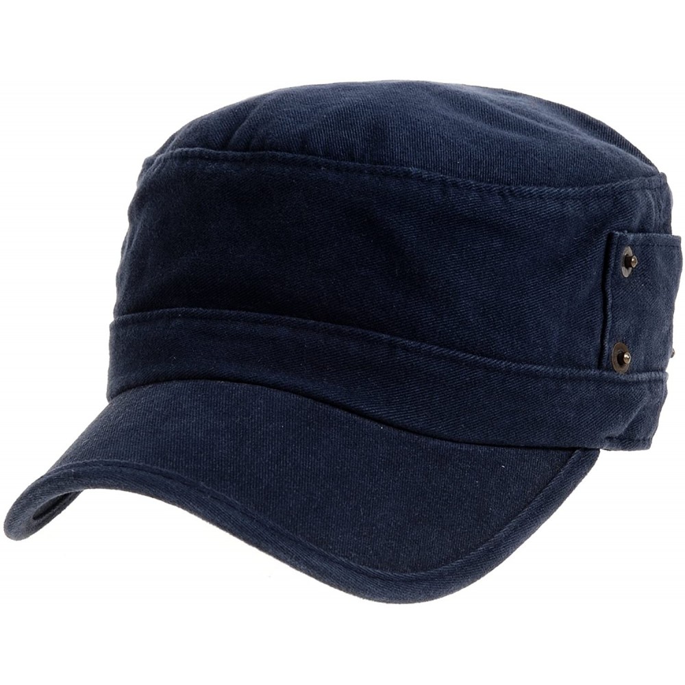 Baseball Caps Cadet Cap Cotton Vintage Hat Side Revets NC4731 - Navy - C7183AWT5A0 $22.12