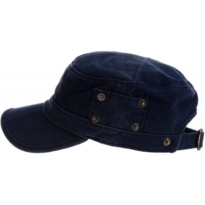 Baseball Caps Cadet Cap Cotton Vintage Hat Side Revets NC4731 - Navy - C7183AWT5A0 $22.12