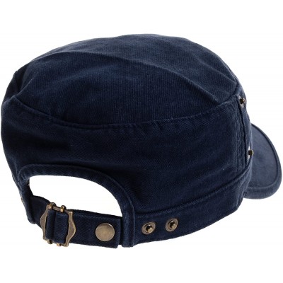 Baseball Caps Cadet Cap Cotton Vintage Hat Side Revets NC4731 - Navy - C7183AWT5A0 $22.12