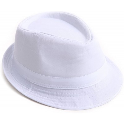 Fedoras Kid's Short Brim Trilby Fedora Hat - White - CN11KYTPJHD $11.85