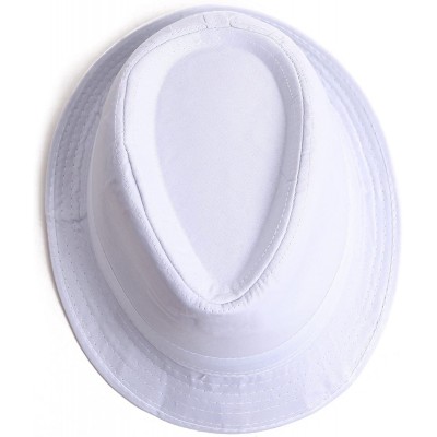 Fedoras Kid's Short Brim Trilby Fedora Hat - White - CN11KYTPJHD $11.85