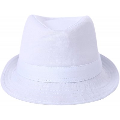 Fedoras Kid's Short Brim Trilby Fedora Hat - White - CN11KYTPJHD $11.85