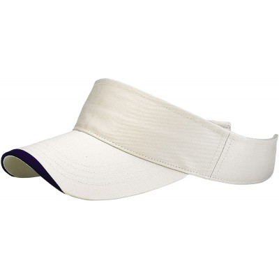 Visors Unisex Pro Style Deluxe Brushed Cotton Twill Visor-4051 - Stone/Navy - CD121FJKICL $7.32