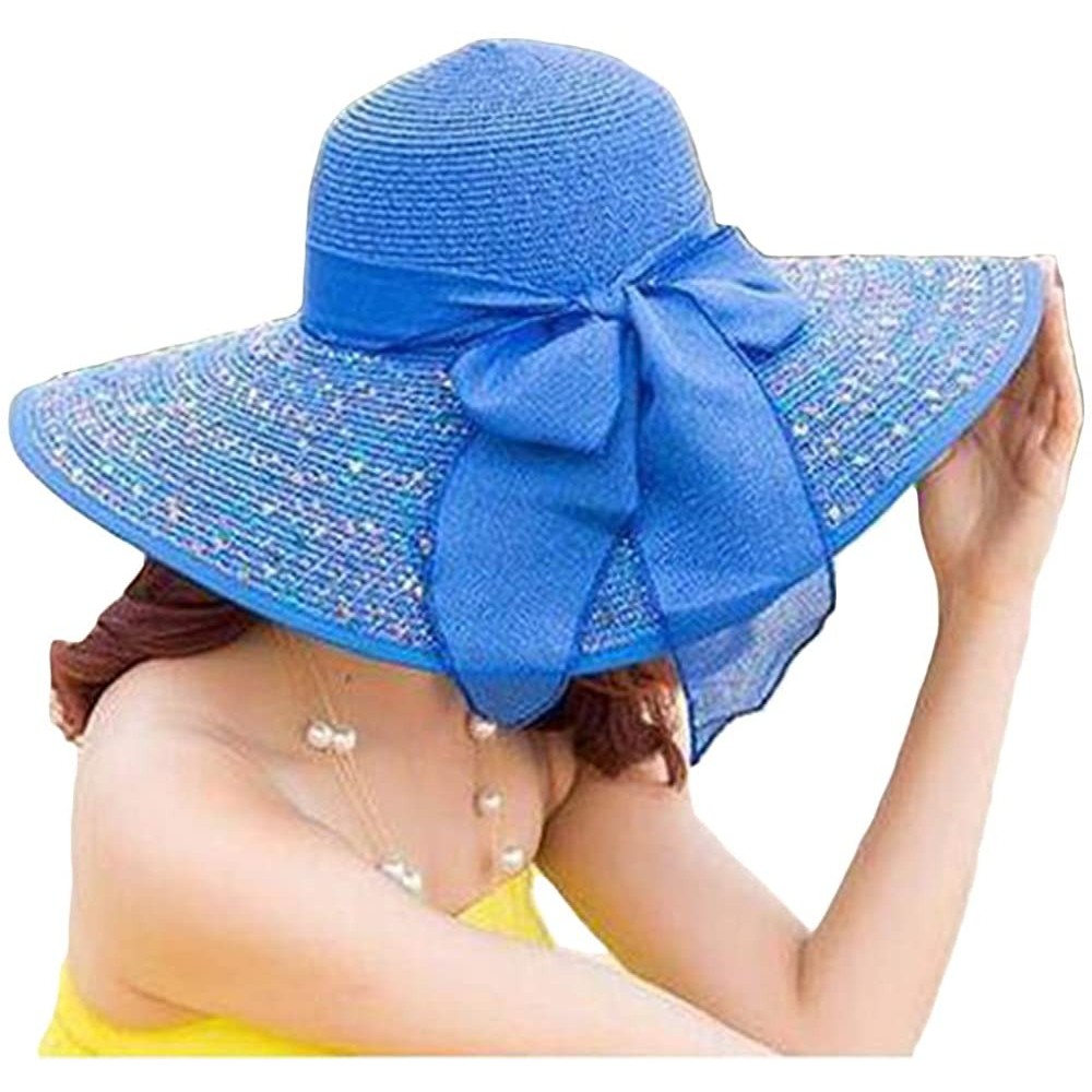 Sun Hats Adjustable Floppy Summer Foldable Fedora - Royal Blue - CQ197CUD4RW $8.76