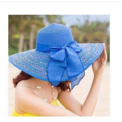 Sun Hats Adjustable Floppy Summer Foldable Fedora - Royal Blue - CQ197CUD4RW $8.76