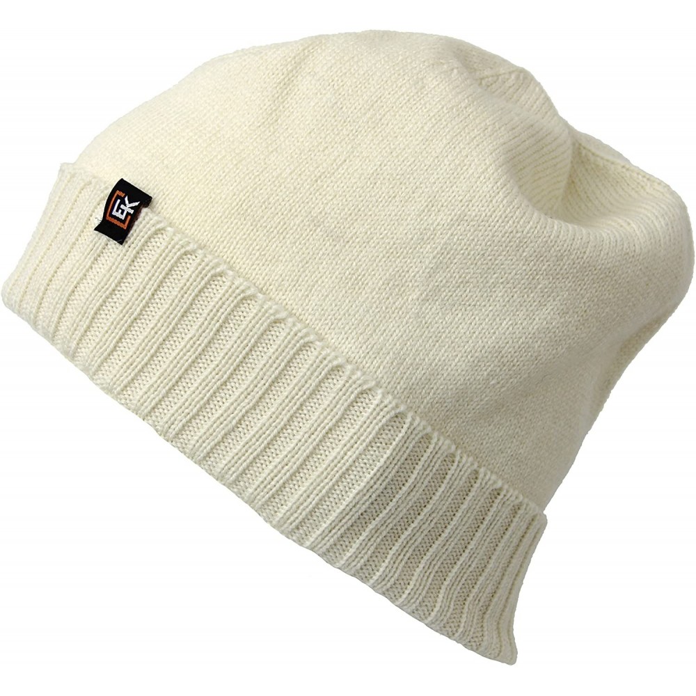 Skullies & Beanies 100% Wool Classic Knit Beanie Hat Cap for Women & Men - Natural - CR184ZCAW9D $26.27