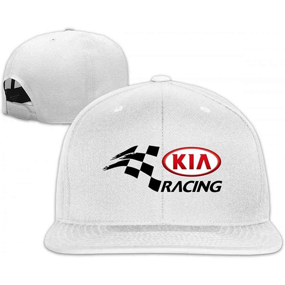 Baseball Caps Men's KIA Racing A Flat-Brim Caps Adjustable Freestyle Caps - White - C318WO8NSUL $17.22