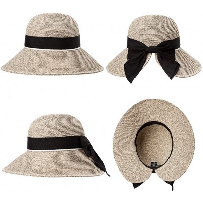 Sun Hats Womens Floppy Summer Sun Beach Straw Hat UPF50 Foldable Wide Brim 55-60cm - 89015_coffee1 - C017WZ8LA8I $19.45