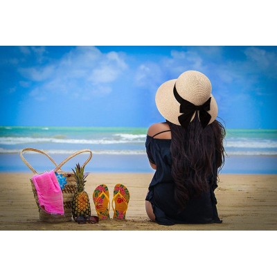Sun Hats Womens Floppy Summer Sun Beach Straw Hat UPF50 Foldable Wide Brim 55-60cm - 89015_coffee1 - C017WZ8LA8I $19.45
