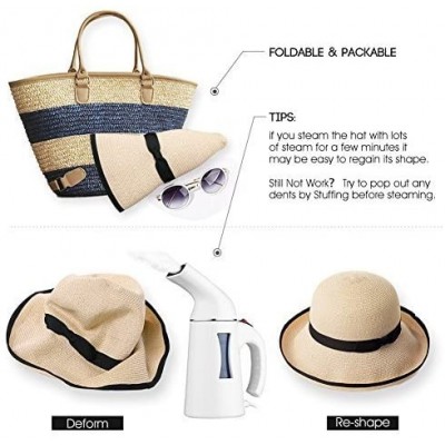 Sun Hats Womens Floppy Summer Sun Beach Straw Hat UPF50 Foldable Wide Brim 55-60cm - 89015_coffee1 - C017WZ8LA8I $19.45