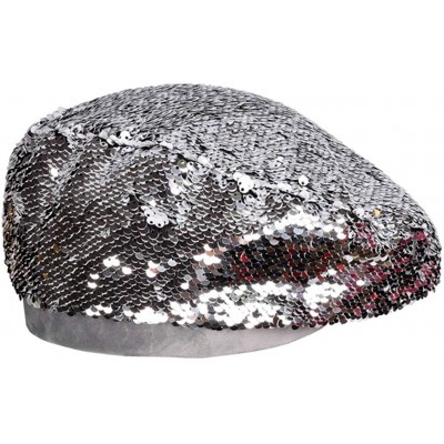 Berets Women Sequin Hats French-Berets Sparkle Shining Beanie Dancing Party - Silver - C218NWCKT5K $18.00