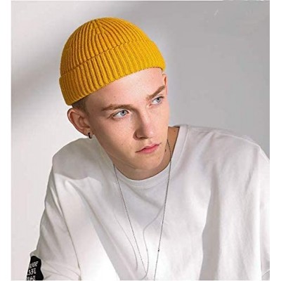 Skullies & Beanies Swag Wool Knit Cuff Short Fisherman Beanie for Men Women- Winter Warm Hats - 2pcs-p-yellow+beige - CF194IA...