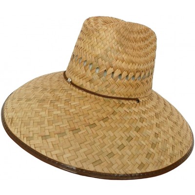 Sun Hats Headchange Wide Brim Lifeguard Hat Mexican Straw Beach Sun Summer Surf Safari - Brown - CX17AA3747Q $27.92