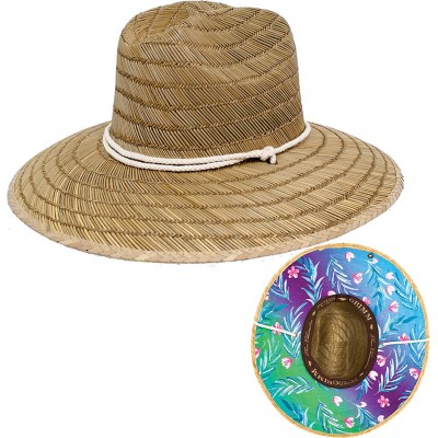 Fedoras Natural Straw Molokai Lifeguard Hat - Wide Brim Sunhat - C1180467TL4 $51.13