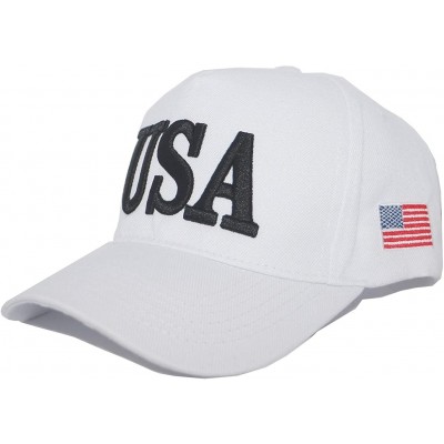Baseball Caps Keep America Great 2020- with 45th President Donald Trump USA Cap/Hat and USA Flag - White - CX18QQD4D92 $13.22