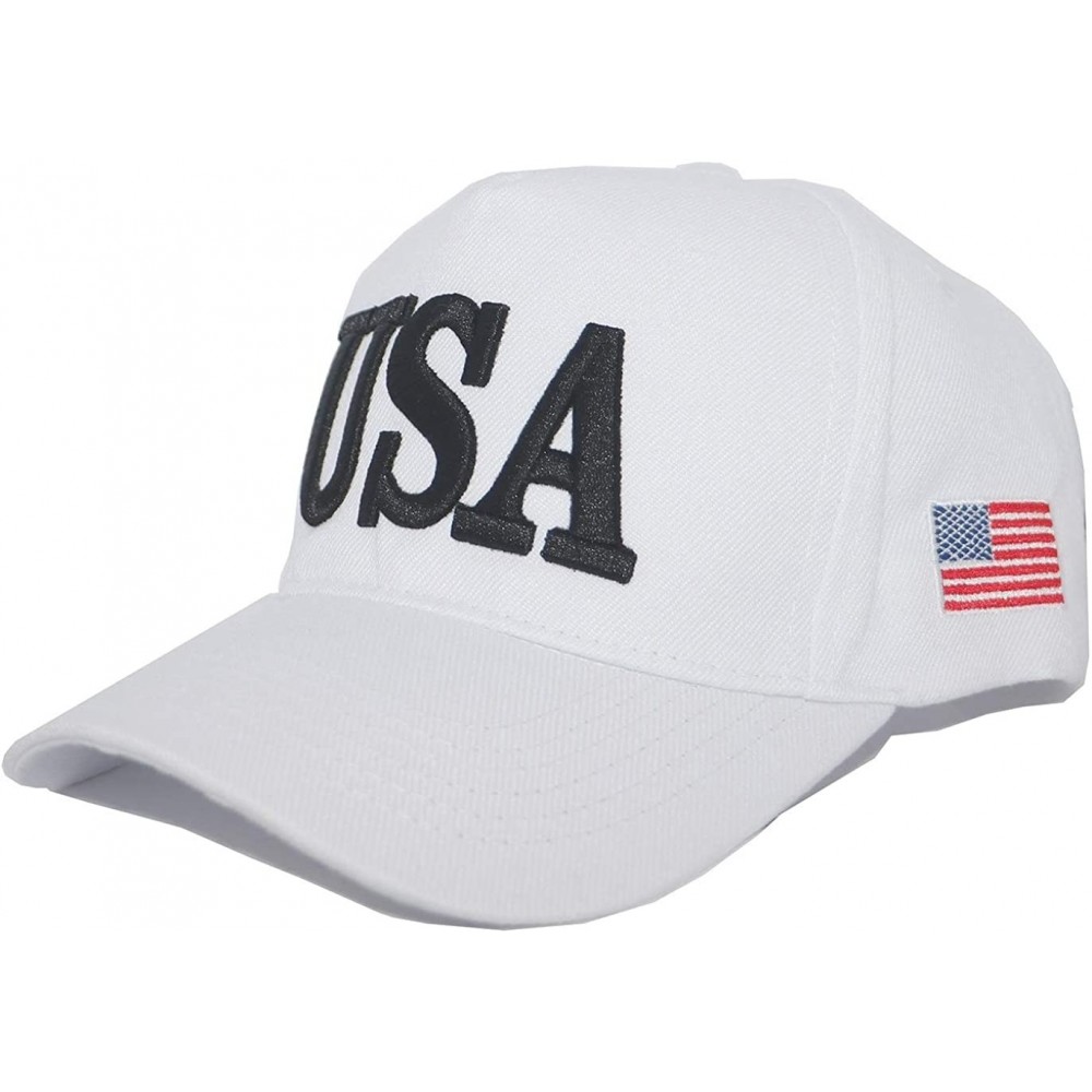 Baseball Caps Keep America Great 2020- with 45th President Donald Trump USA Cap/Hat and USA Flag - White - CX18QQD4D92 $13.22