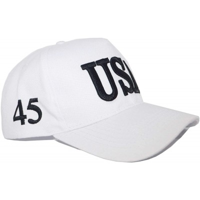 Baseball Caps Keep America Great 2020- with 45th President Donald Trump USA Cap/Hat and USA Flag - White - CX18QQD4D92 $13.22
