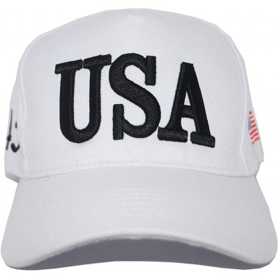 Baseball Caps Keep America Great 2020- with 45th President Donald Trump USA Cap/Hat and USA Flag - White - CX18QQD4D92 $13.22