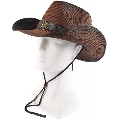 Cowboy Hats Adult Sun Straw Western Cowboy Hat Colored - Dark Coffee - C2183NUX6CI $16.59