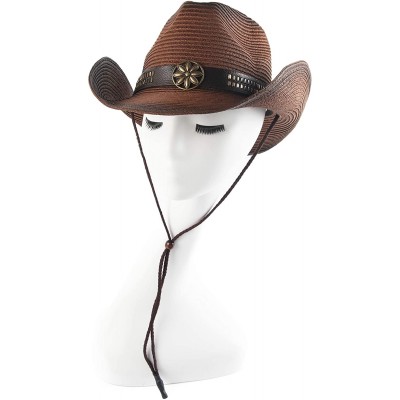 Cowboy Hats Adult Sun Straw Western Cowboy Hat Colored - Dark Coffee - C2183NUX6CI $16.59