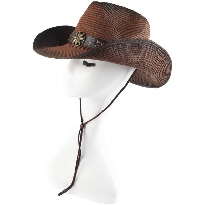 Cowboy Hats Adult Sun Straw Western Cowboy Hat Colored - Dark Coffee - C2183NUX6CI $16.59