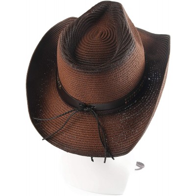 Cowboy Hats Adult Sun Straw Western Cowboy Hat Colored - Dark Coffee - C2183NUX6CI $16.59