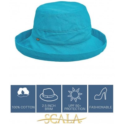 Sun Hats Women's Medium Brim Cotton Hat - Aqua - C611N5M61RN $29.74