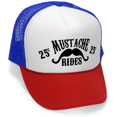 Baseball Caps Mustache Rides - Funny Joke Party Gag Mesh Trucker Cap Hat- RWB - CM11K7JOM7D $8.17