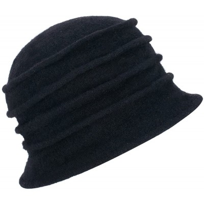 Skullies & Beanies 1920s Gatsby Womens Flower Wool Warm Beanie Bow Hat Cap Crushable A287 - Black - C81263WXZJ3 $10.30