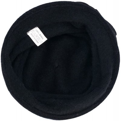 Skullies & Beanies 1920s Gatsby Womens Flower Wool Warm Beanie Bow Hat Cap Crushable A287 - Black - C81263WXZJ3 $10.30